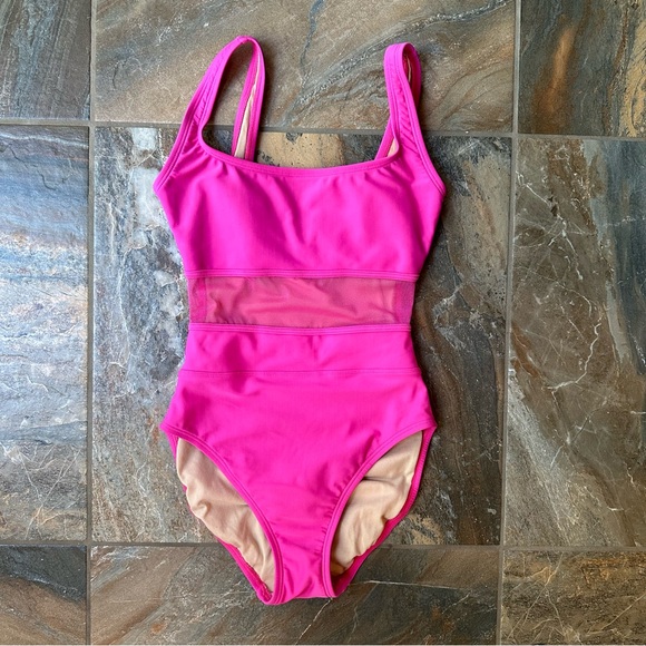 Anne Cole Collection Pink One Piece Swimsuit Mesh Panel Women’s Size 10 - Picture 1 of 8